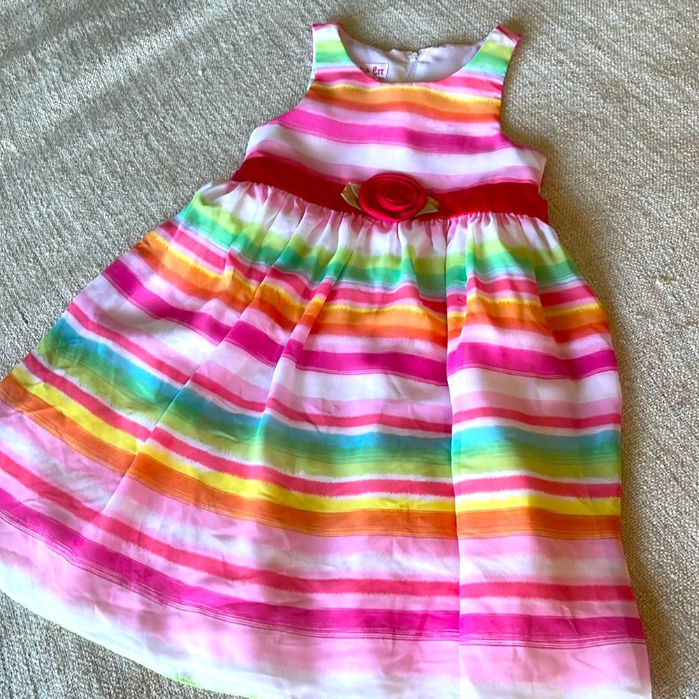 Jessica Ann Girls 6 multi color chiffon tank dress.